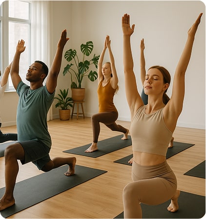 Yoga group stretching